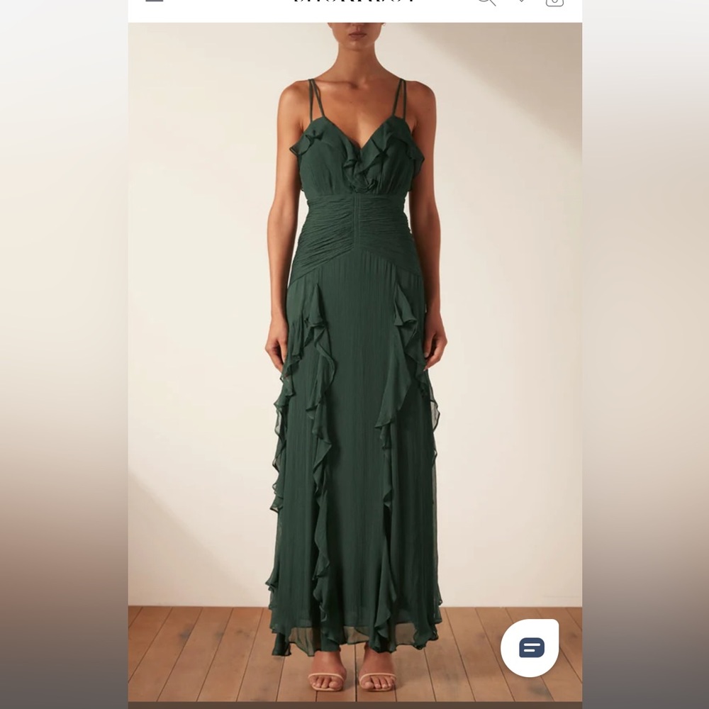 Shona Joy LÈONIE DOUBLE STRAP FRILL MAXI DRESS - ROSEMARY